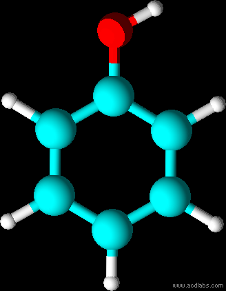 Ball-and-stick model of phenol