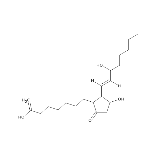 Formula di struttura della PGE1, un derivato dell'acido gamma-linolenico, un omega-6