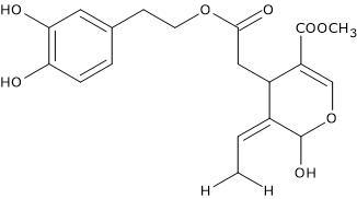 Oleuropein, a secoiridoid, and one of the polyphenols in olive oil