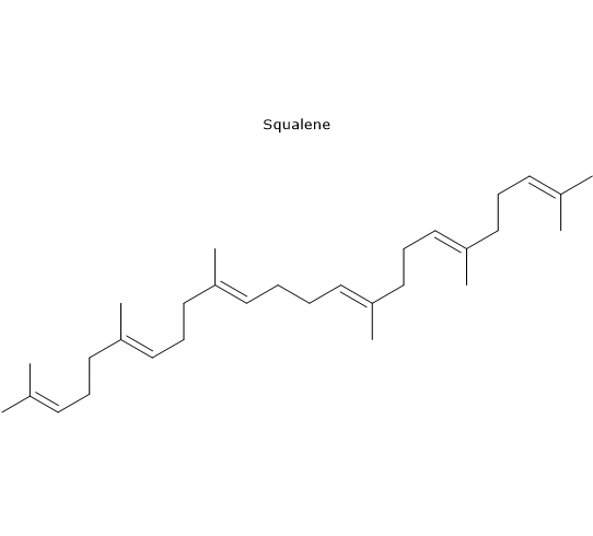 Skeletal formula of squalene, an hydrocarbon of the unsaponifiable fraction of olive oil