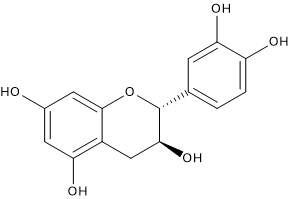 Formula di struttura della catechina, un flavanolo e uno dei polifenoli dell'uva