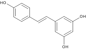 Formula di struttura del trans-resveratrolo, uno stilbene e uno dei polifenoli dell'uva