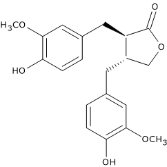 Skeletal formula of the lignan (-)-matairesinol