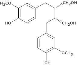 Skeletal formula of the lignan (-)-secoisolariciresinol