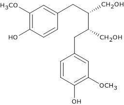 Formula di struttura del lignano (-)-secoisolariciresinolo