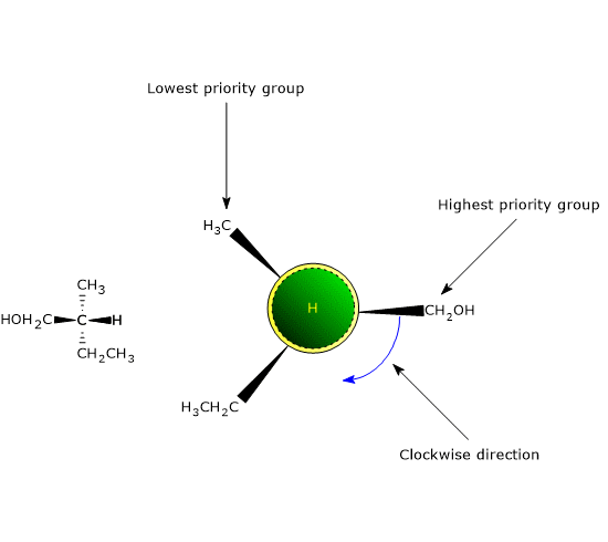 R configuration of a chiral center