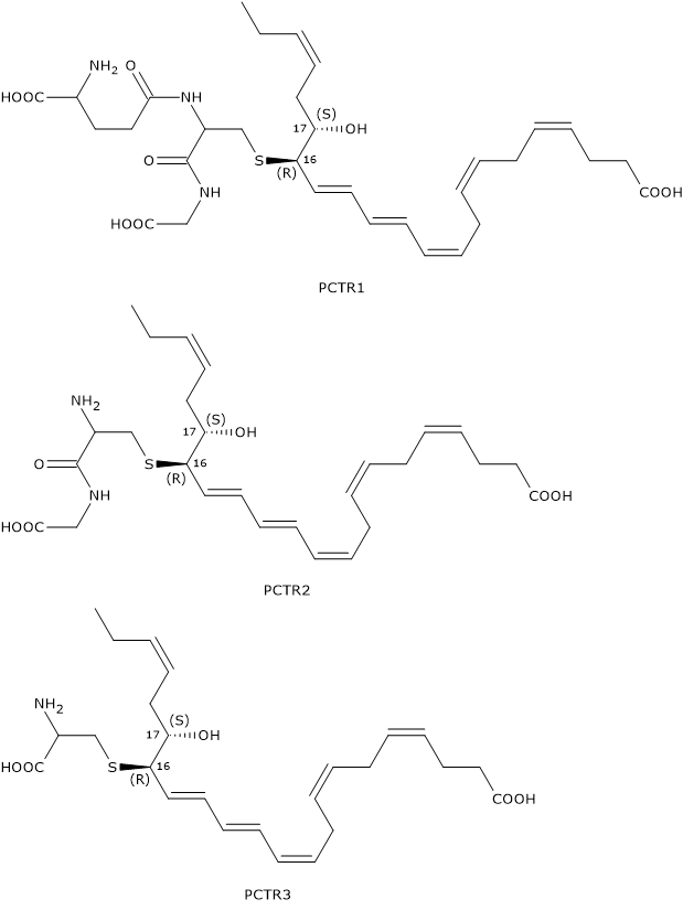 Formule di struttura di derivati delle Protectine: le PCTR o Protectin Conjugates in Tissue Regeneration