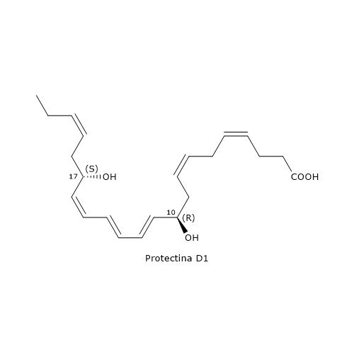 Formula di struttura della Protectina D1, derivato dello acido docosaesaenoico