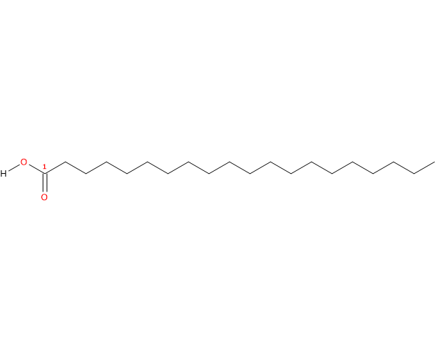 Formula di struttura dello acido arachidico, un acido grasso saturo