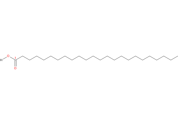 Formula di struttura dello acido lignocerico, acido grasso saturo